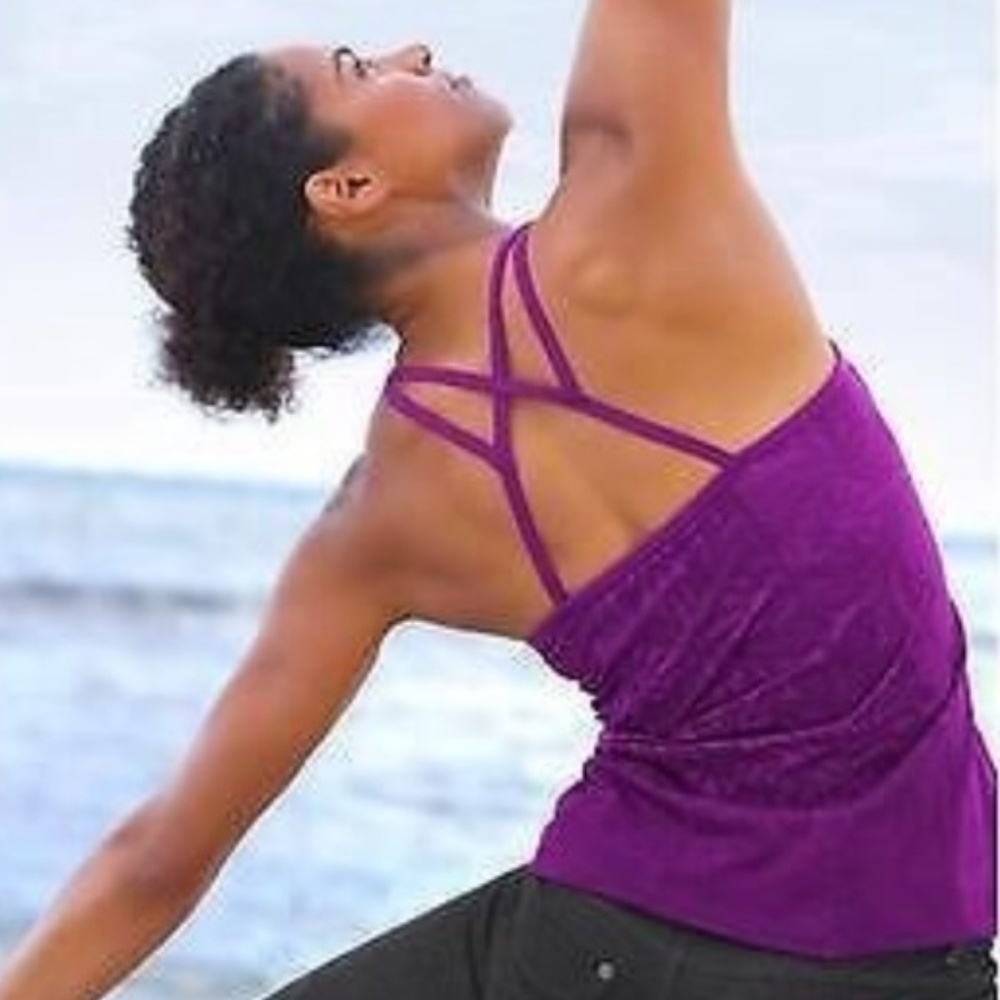 Athleta women XS purple Harmonious strappy cami tank top athletic gym sport yoga